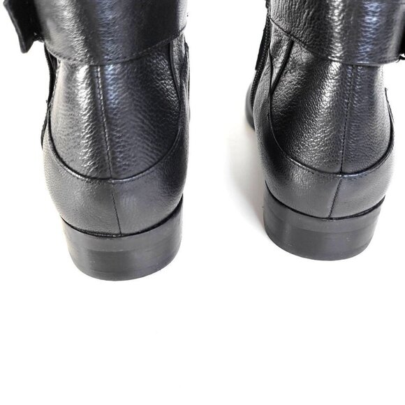 New - Nine West Black Riding Knee High Leather Long Black Boots Womens Size 6 - Picture 3 of 16